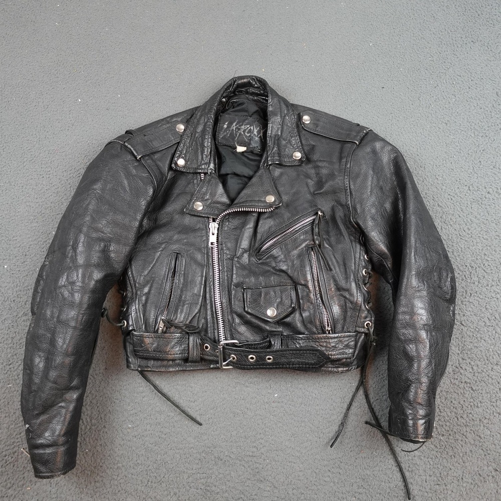 Vintage LA ROXX Leather Motorcycle Jacket Womens Medium Black Punk Biker Rock